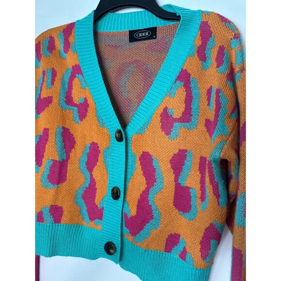 Cider Women’s Cardigan Size Small – Multicolor Artsy Boho Indie Button Front Kni - Picture 4 of 8